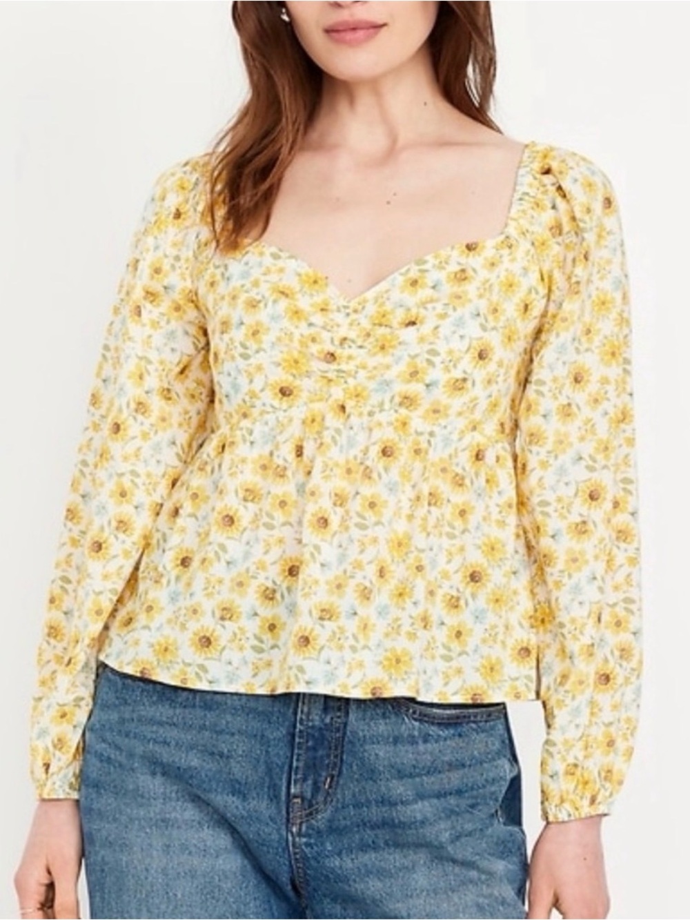 Old Navy Yellow Sunflower Sweetheart Peasant Blouse